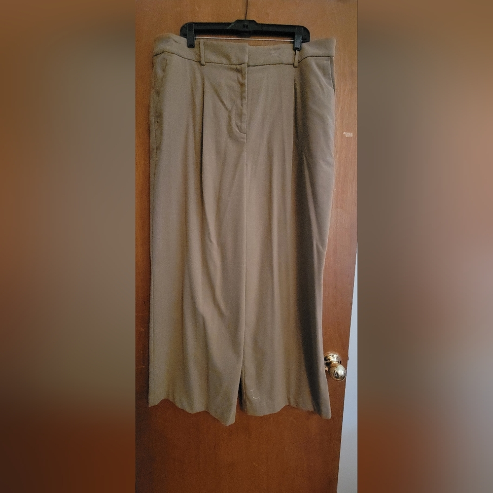 LOFT Khaki Wide-Leg Trousers